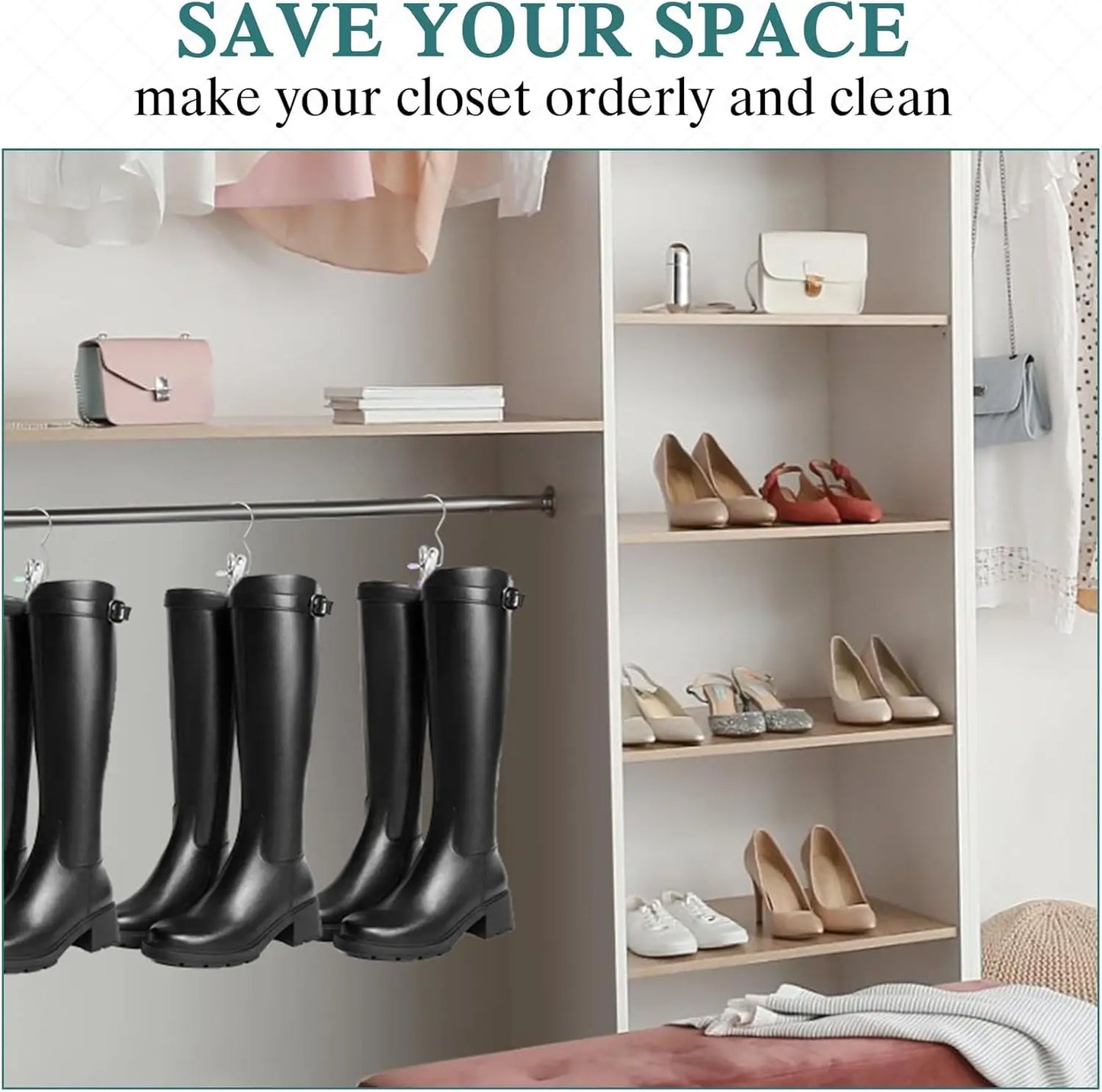 Multicolor Boot Hangers & Clips - Stainless Steel Laundry Hooks for Pants, Towels, Socks in Closet & Travel Peaceful Pleasures Health and Wellness