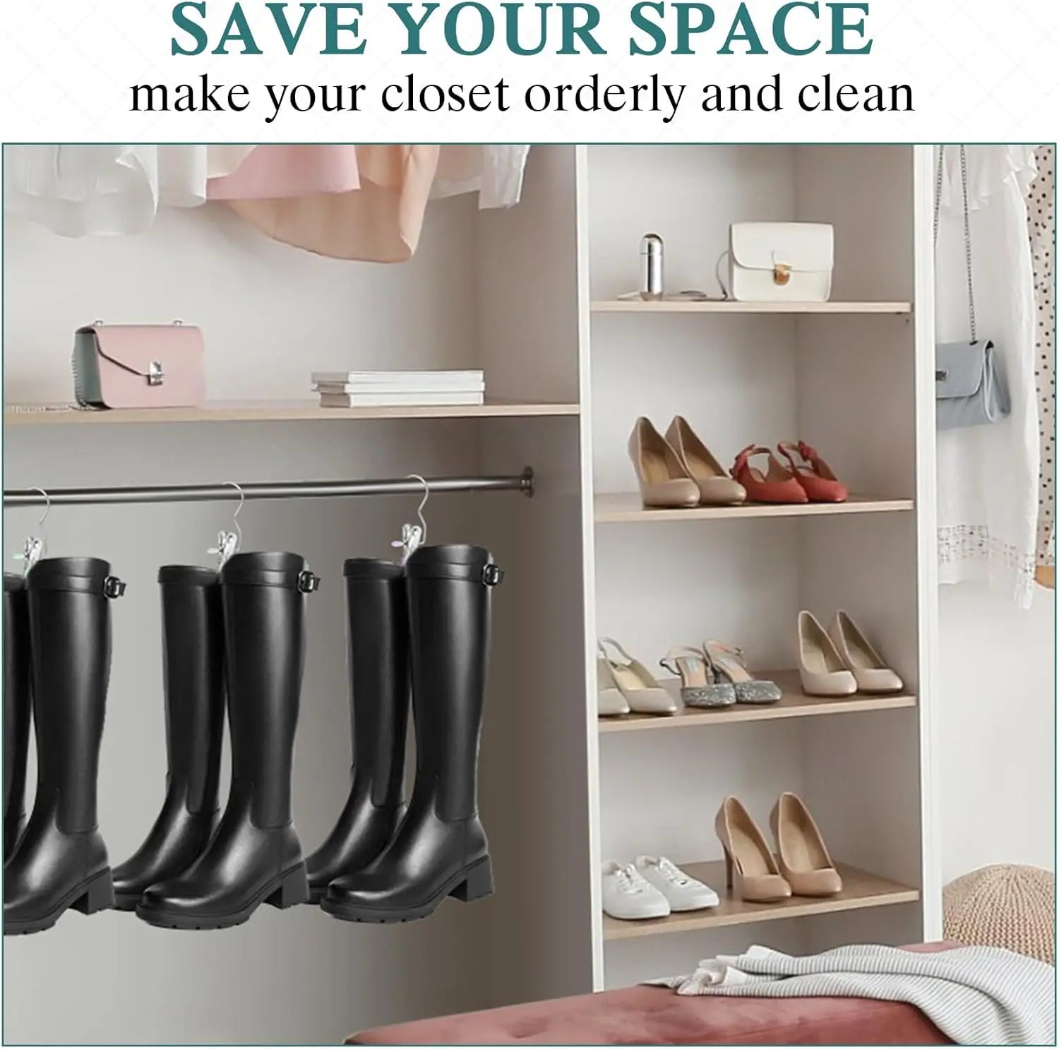 Multicolor Boot Hangers & Clips - Stainless Steel Laundry Hooks for Pants, Towels, Socks in Closet & Travel Peaceful Pleasures Health and Wellness