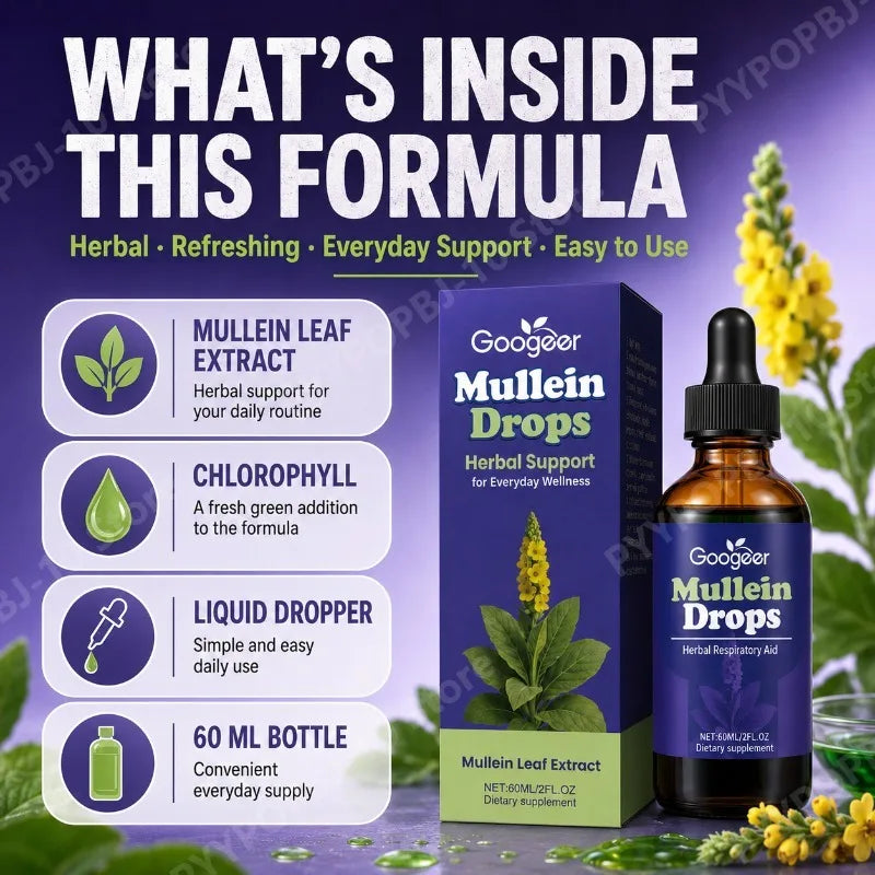 Googeer Mullein Leaf Extract Drops with Chlorophyll – 60ml