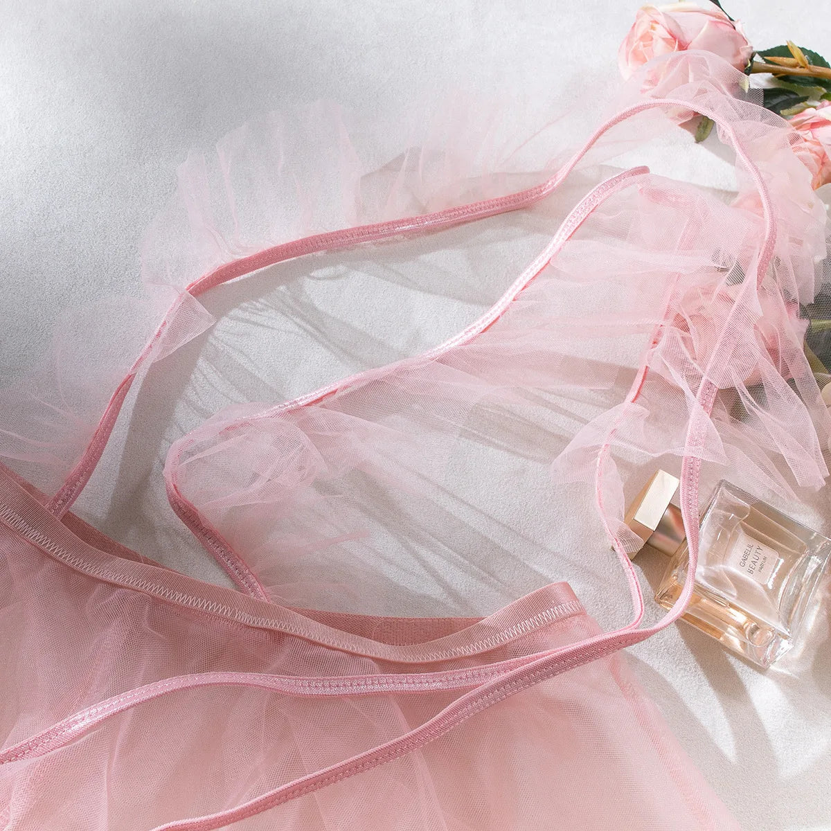 Women's Sheer Babydoll Lingerie Set | Lace Voile Knit