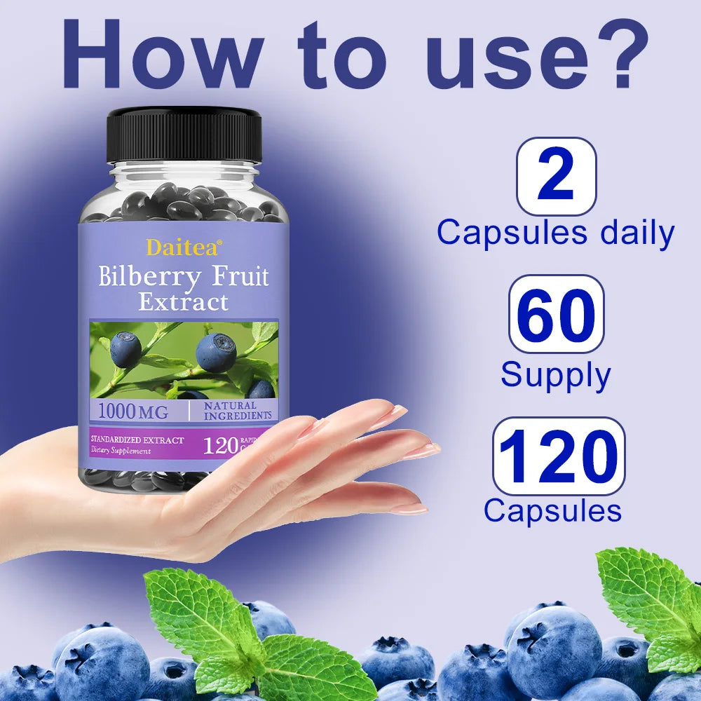 Bilberry Extract-Eye Health Supplement,Supports Vision,Brightens Eyes,Nourishes Eyes,Enhances Vision Health Dietary Supplement Peaceful Pleasures Health and Wellness