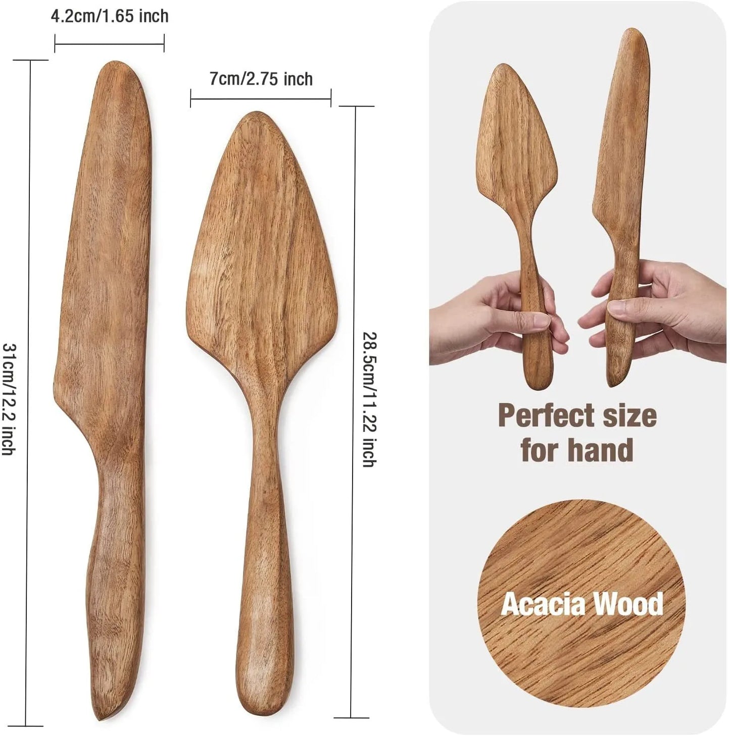 2-Piece Cake Server & Cutter Set – Stainless Steel & Wood Spatula for Weddings, Birthdays & Parties
