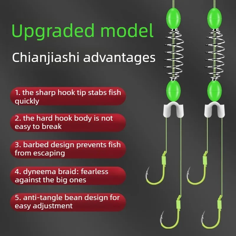 Fishing Hook Set 5pcs High Carbon Steel Spring Hook Barbed Fluorescent Green for Anglers Sharp Strong Fishhook Accessories Peaceful Pleasures Health and Wellness