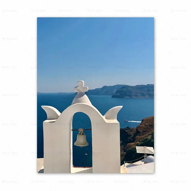 1PC Santorini Greece Island and The Aegean Sea Landscape Print Art Canvas Poster For Living Room Decoration Home Wall Framele Peaceful Pleasures Health and Wellness 8 40x60cm Unframed