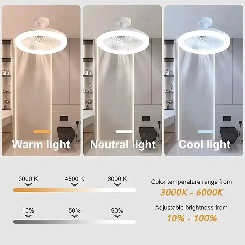 Modern Indoor 30W Ceiling Fan Lamp 360°Rotating with Remote Control E27 Living Room Bedroom Lighting LED Decorative Lights 2in1 Peaceful Pleasures Health and Wellness