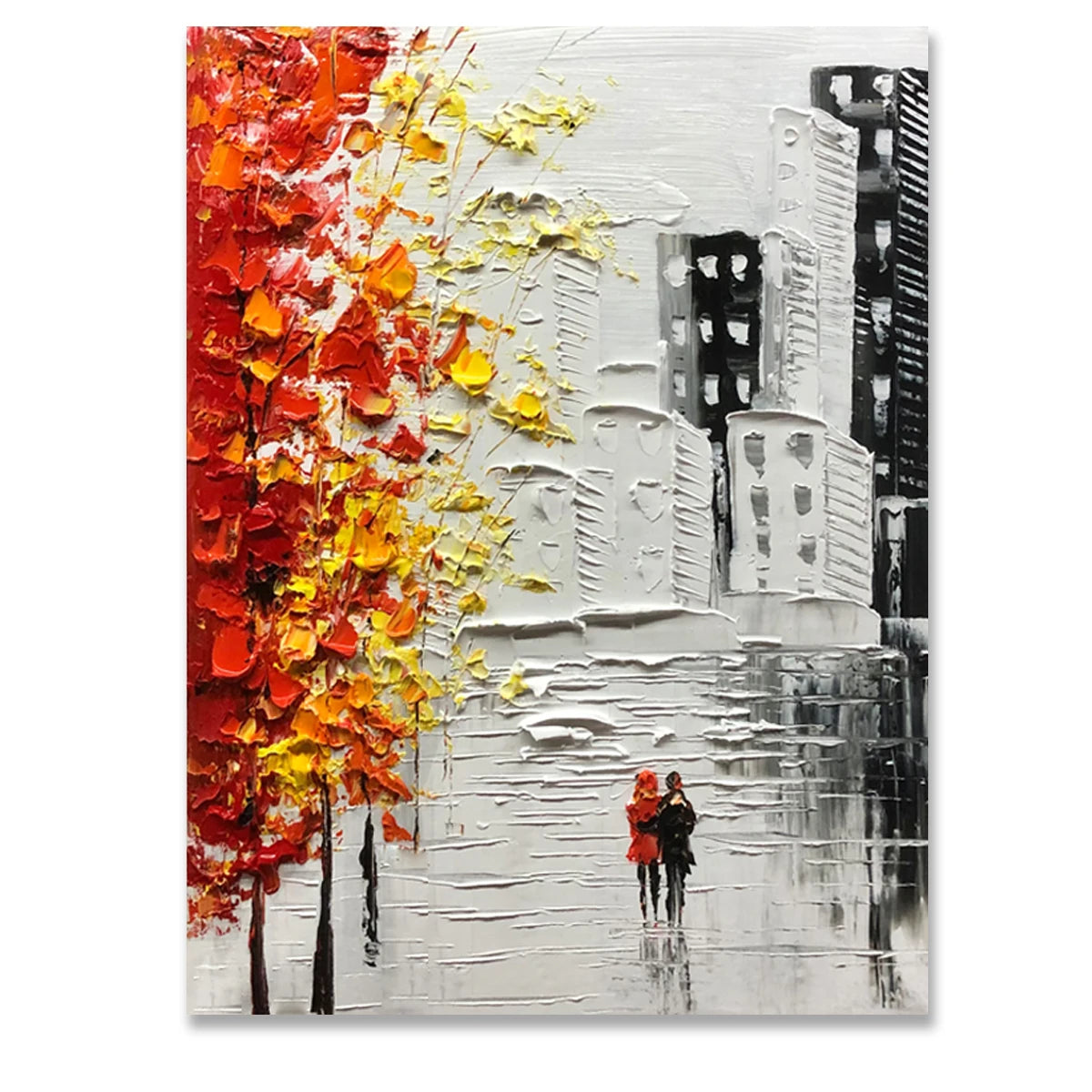 100% Hand Made Abstract Rustic Cityscape, Unframed Artwork, Murals, Black, White, High Quality Wall Art Peaceful Pleasures Health and Wellness A 90x140cm