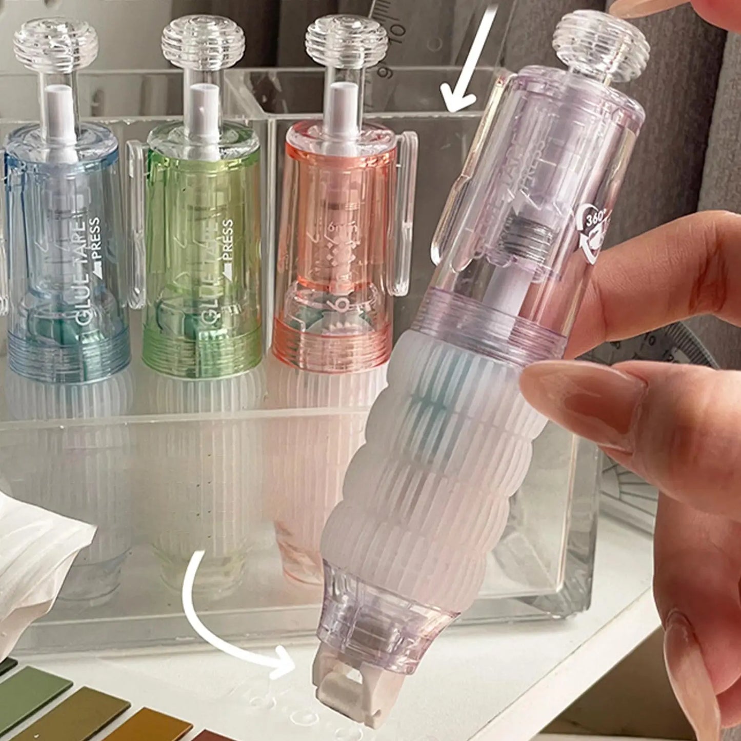 Press Type Glue Pen Erasable & Strong Adhesion Refillable Solid Glue Stick for Scrapbooking Cardmaking, Handmade Stationery Peaceful Pleasures Health and Wellness