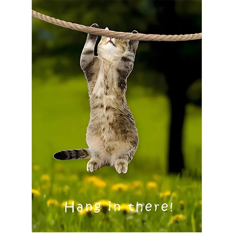 Cute Cat Yoga Canvas Wall Art | Hang In There Pet Poster