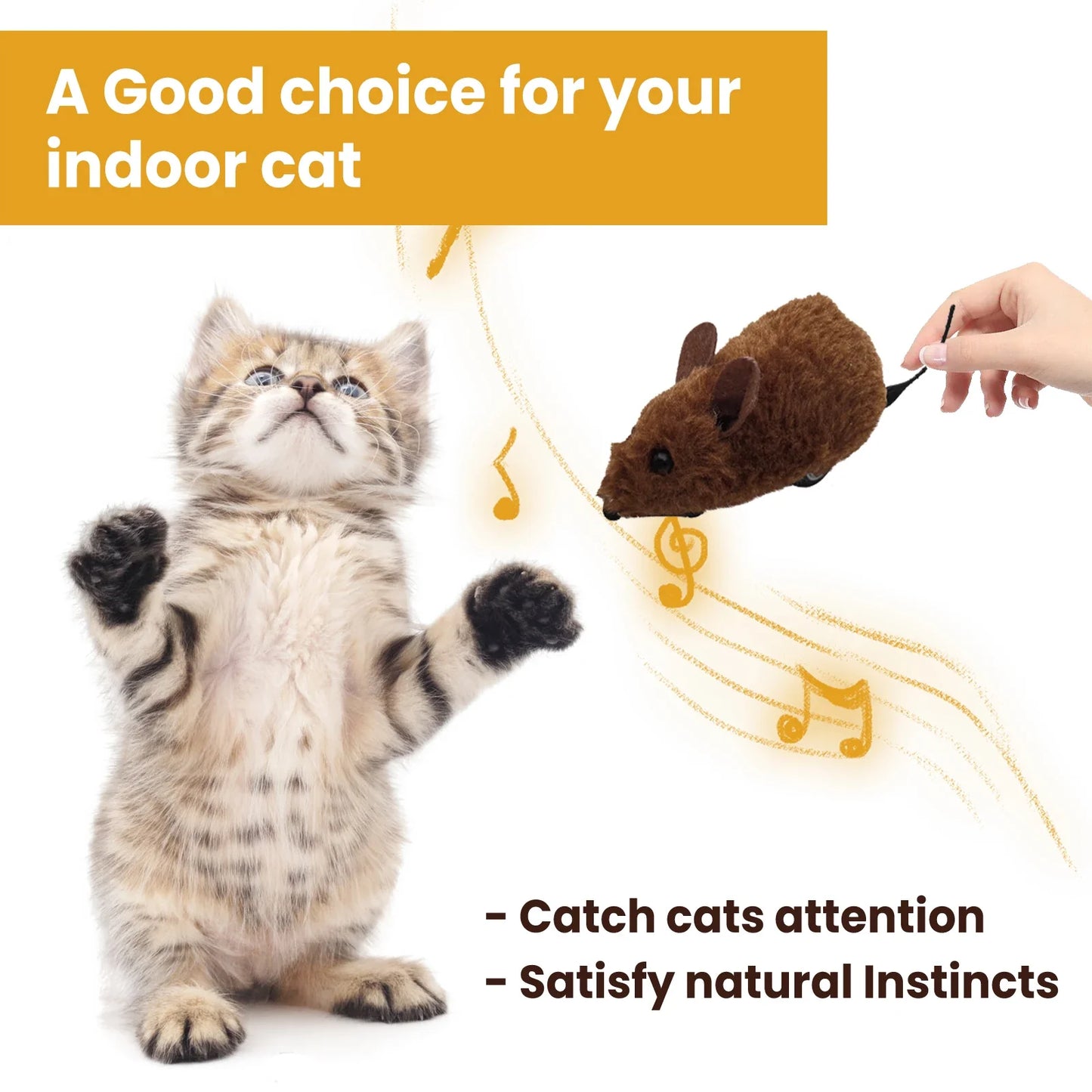 Interactive Squeaky Plush Mouse Cat Toy – Pull-Back Self-Moving