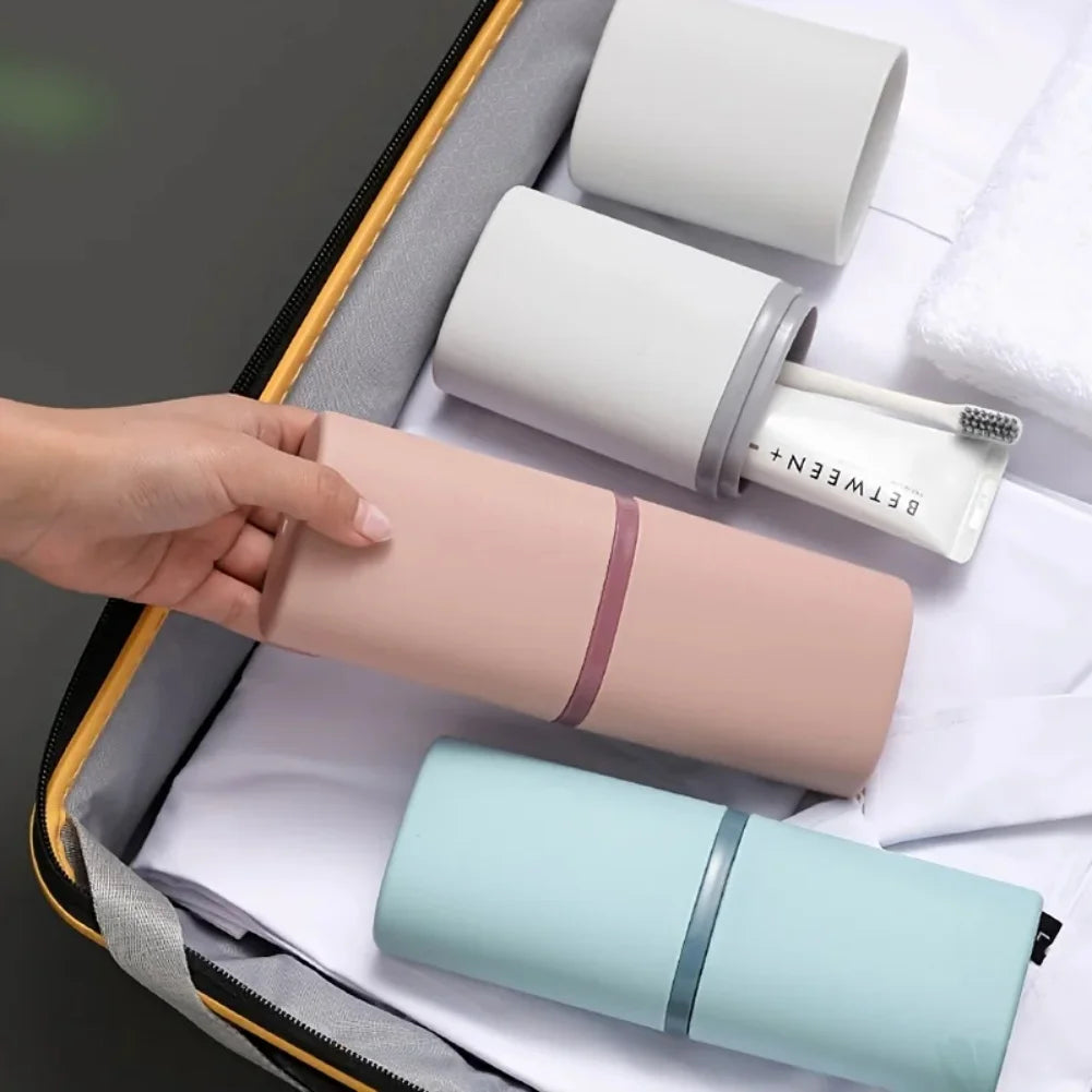 Portable Travel Toothbrush Holder Case & Mouthwash Cup