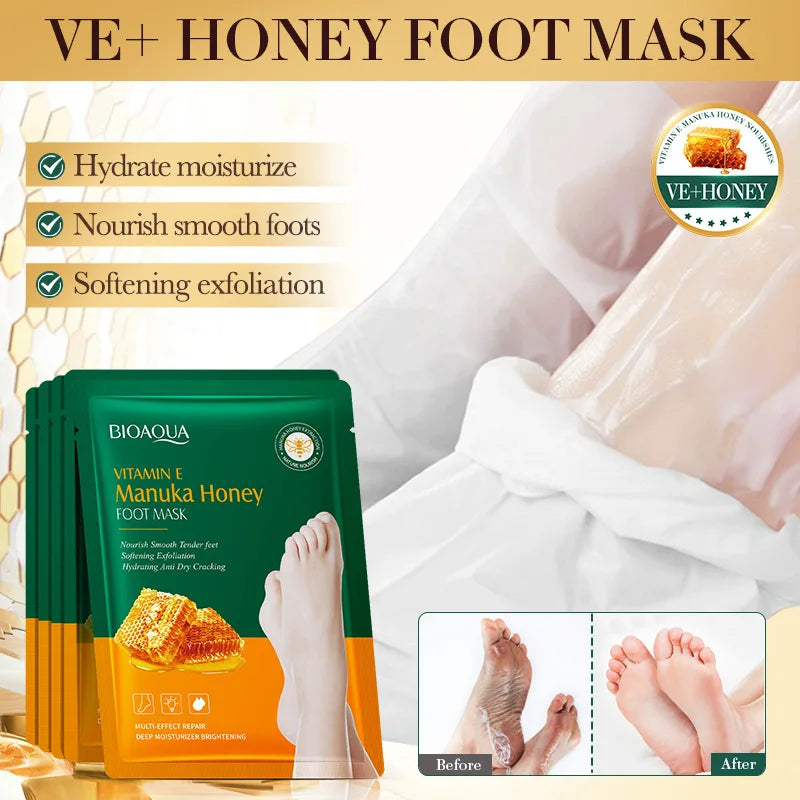 BIOAQUA Honey Exfoliating Foot Mask 5 Pairs – Dead Skin Remover