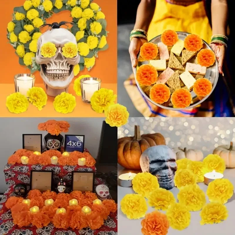 Artificial Carnation & Marigold Flower Heads – Diwali & Wedding