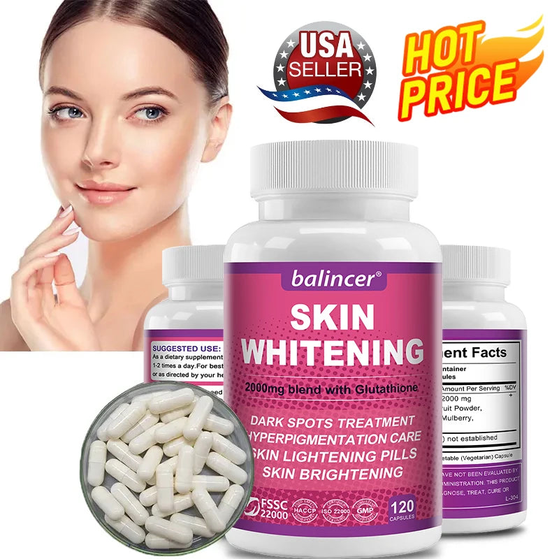 Glutathione + Collagen + Vitamin C Capsules - 2000mcg Skin Whitening, Anti-Aging & Antioxidant, Hair Skin Nails Joint Support Peaceful Pleasures Health and Wellness