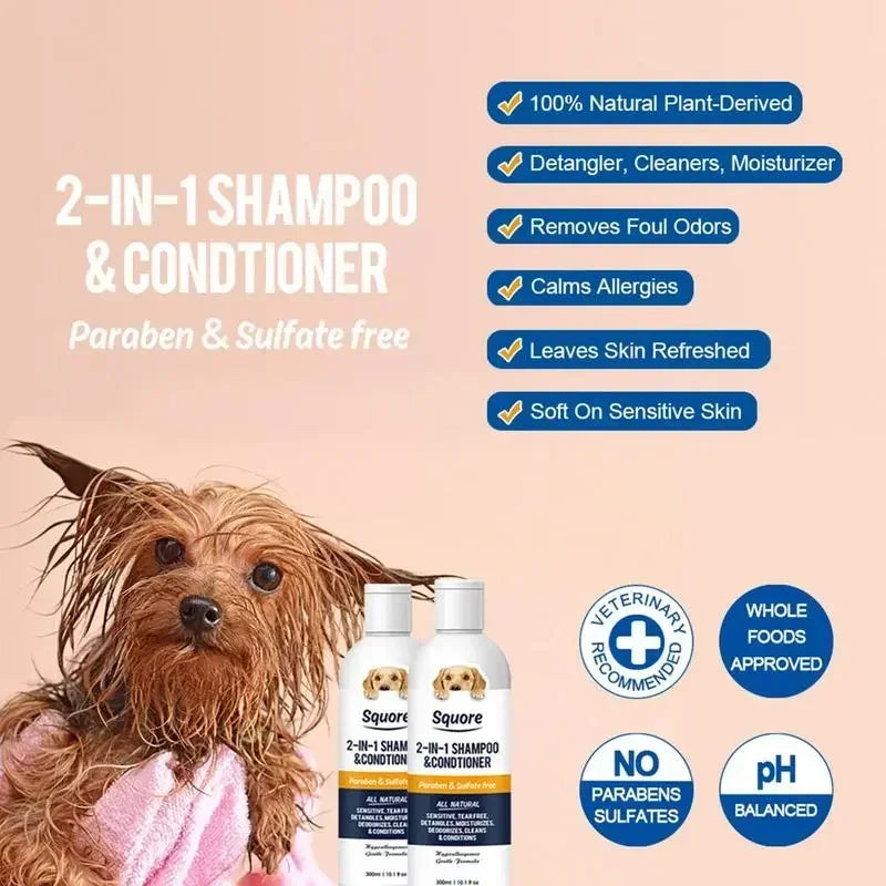 Puppy Shampoo And Conditioner 2 In 1 Natural Moisturizing Shampoo Moisturizing Dog Shampoo For Sensitive Skin PH Balanced Peaceful Pleasures Health and Wellness