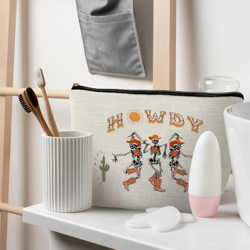 Gothic Skeleton Halloween Makeup Bag | Funny Cosmetic Pouch Gift Cosmetic Makeup Bag Peaceful Pleasures Health and Wellness