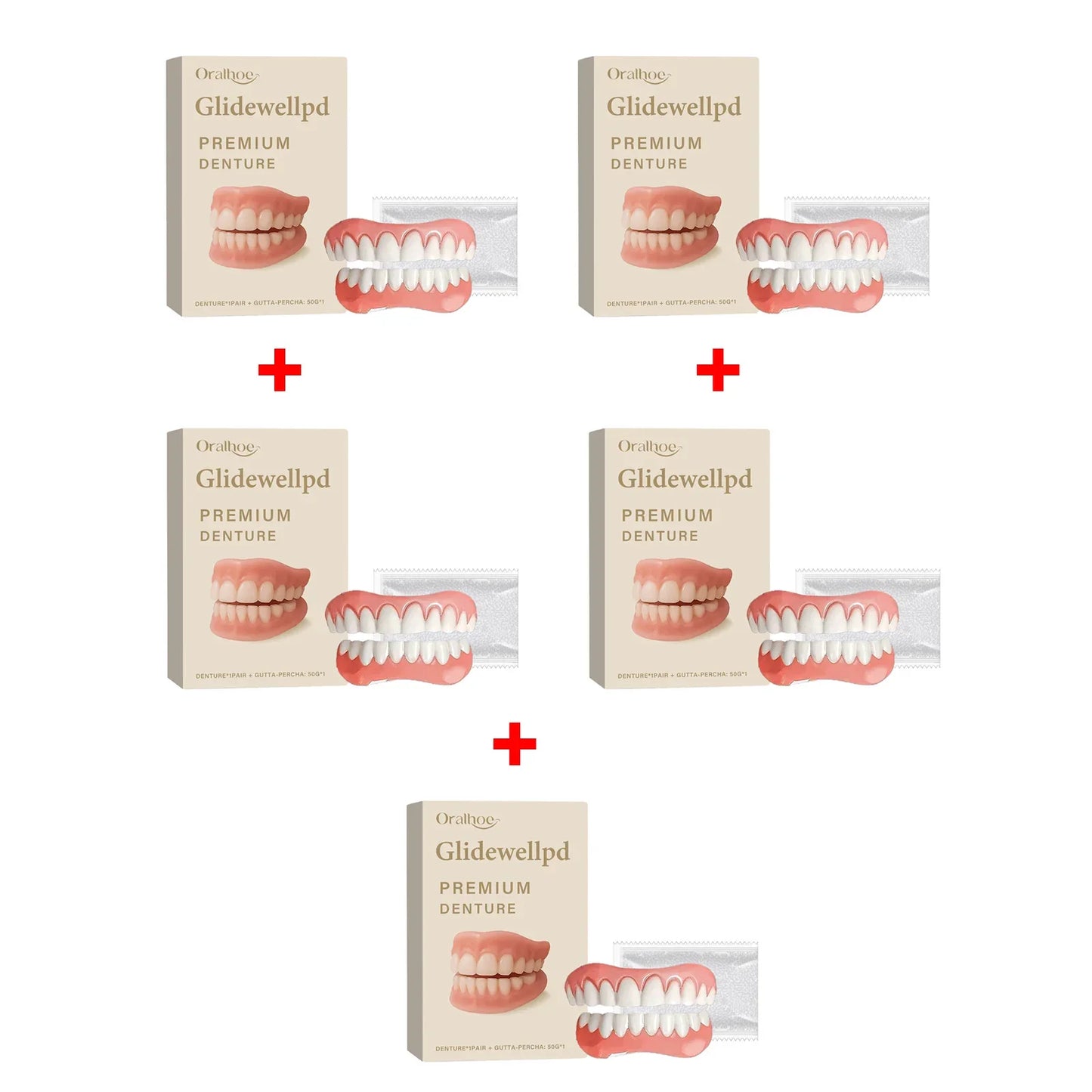 Oralhoe Soft Silicone Temporary Dentures Full Set – Upper & Lower