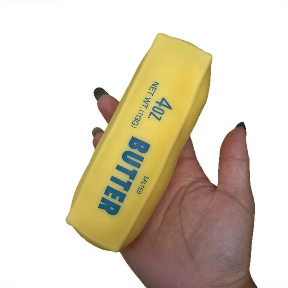 Butter Stick Squishy Stress Ball ADHD Fidget Toy Crunchy Squeeze Toy Round Blocks Filled ASMR Anti Stress Release Hand Gift Toy Peaceful Pleasures Health and Wellness Yellow