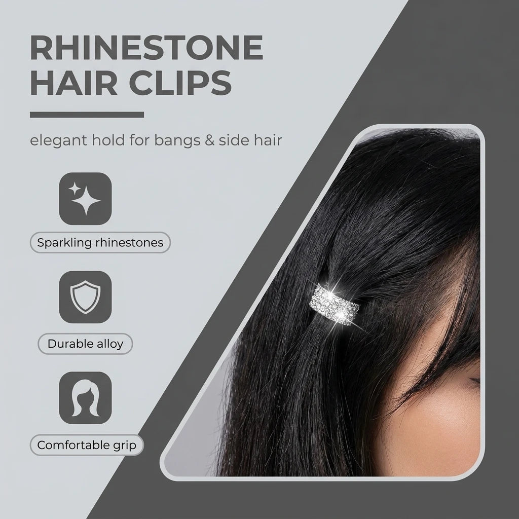 6Pcs Alloy Rhinestone Hair Clips Three Row Design For Bangs And Side Hair Peaceful Pleasures Health and Wellness