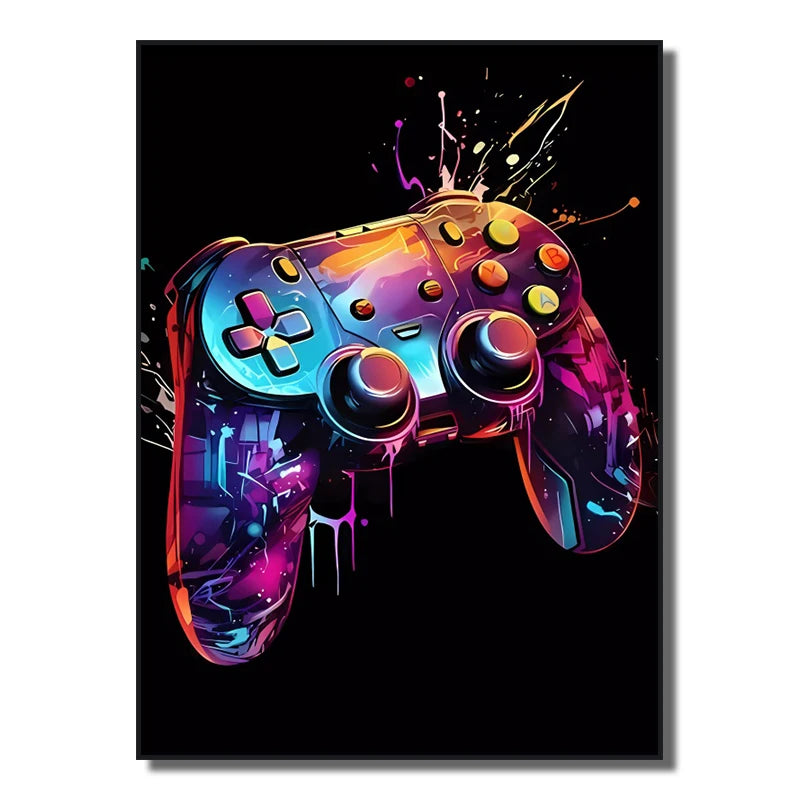 Neon Red Video Game Character Canvas Wall Art | Unframed Poster