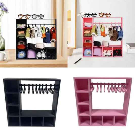 Large Capacity Doll Clothes Closet with 10 Hangers Portable Doll Wardrobe Durable Cute Clothes Storage for Figures Display Box Peaceful Pleasures Health and Wellness