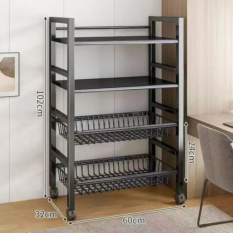 Sturdy Space Saving Heavy Duty Thickened Mesh Basket Kitchen Storage Rack For Vegetable and Fruit Organizer For Dorm Home Use Peaceful Pleasures Health and Wellness Signle 4 Layer B 60