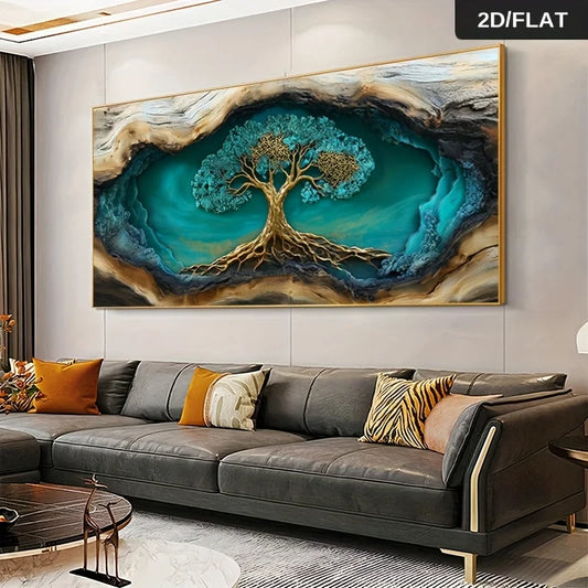 1pc Frameless Modern Abstract Tree of Life Canvas Wall Art Large Print for Living Room & Bedroom Decor, Artistic Interior Accent Peaceful Pleasures Health and Wellness ZLH7190 40x80cm No Frame