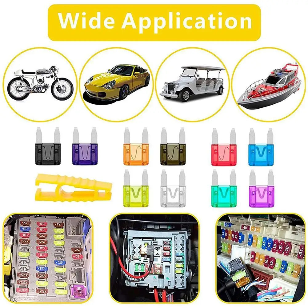 Car Fuse Blade Set Zinc Aluminum Automotive Fuse Assortment Mini Small Medium Size Fuse Box Kit for Vehicle Peaceful Pleasures Health and Wellness