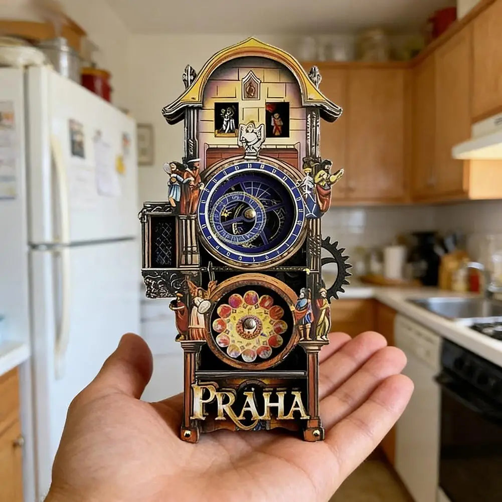 Prague Astronomical Clock Wooden Fridge Magnet | Travel Souvenir