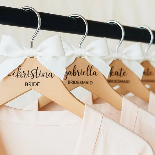 Personalized Bridal Bow Wooden Hanger | Wedding Dress Hanger Personalized Bridal Hanger Peaceful Pleasures Health and Wellness