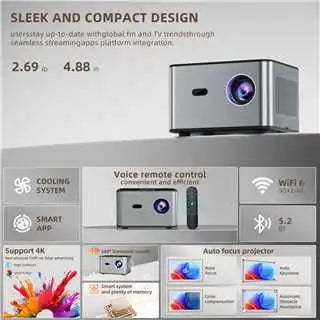 X3 Pro Smart Projector 720P Native 4K Decode Android 11 Electric Focus 190ANSI Dual WiFi BT5.0 120" Home Theater Projector Peaceful Pleasures Health and Wellness