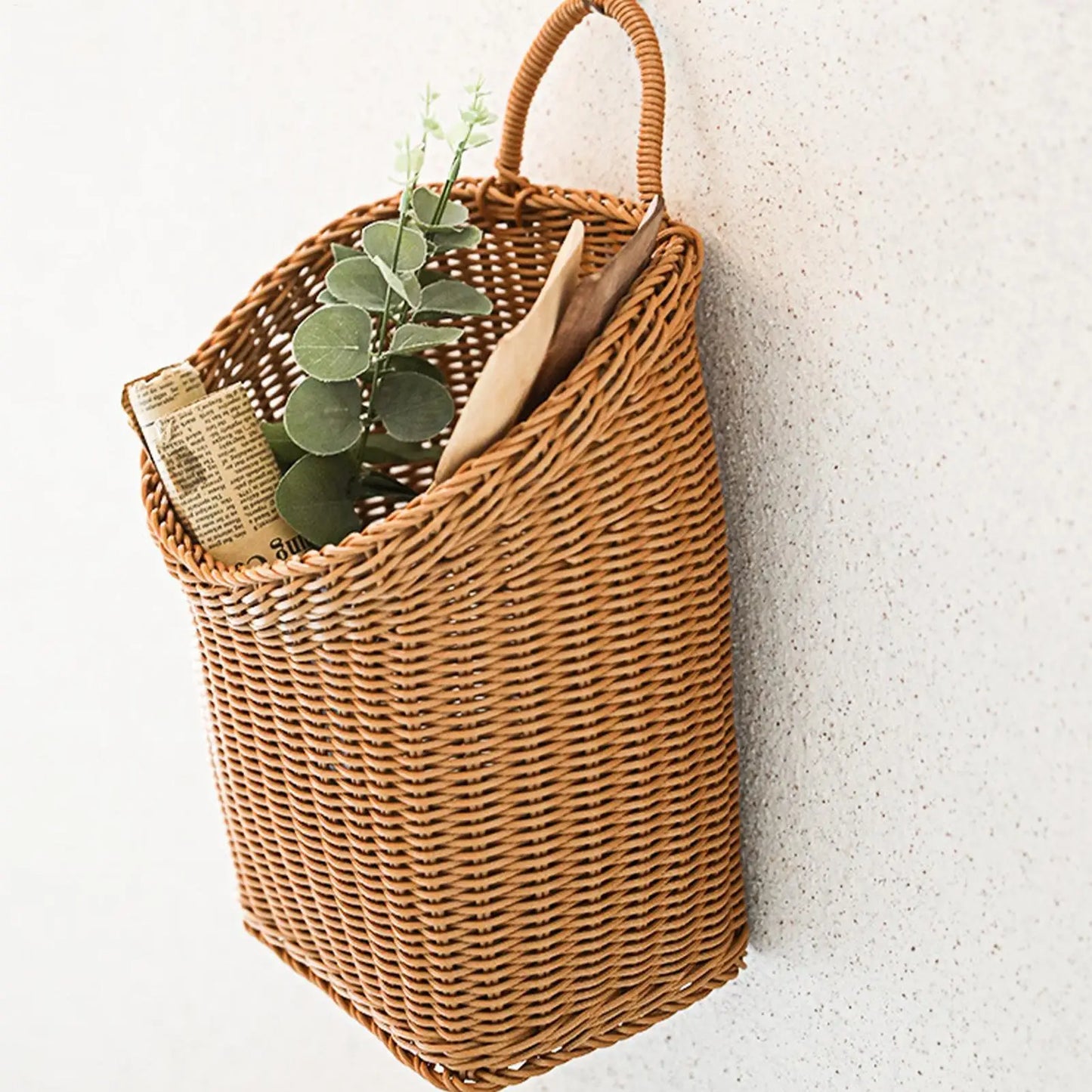Farmhouse Woven Rattan Wall Basket | Indoor & Outdoor Decor Decorative Wall Basket Peaceful Pleasures Health and Wellness CN