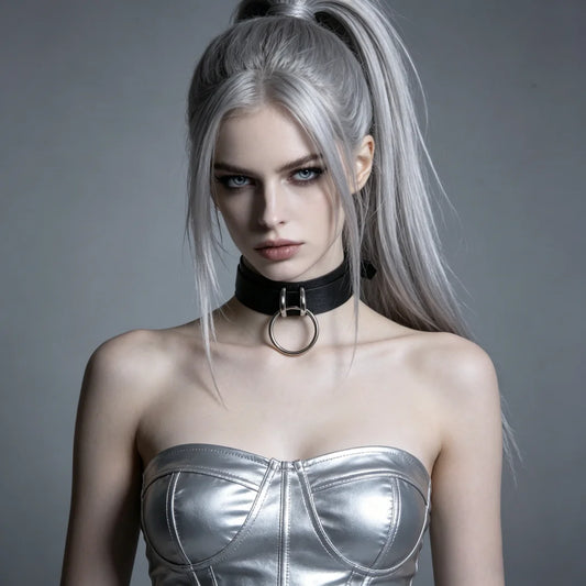 Fashion Round Spike Punk Chocker Collar PU Leather Harness Necklace Peaceful Pleasures Health and Wellness