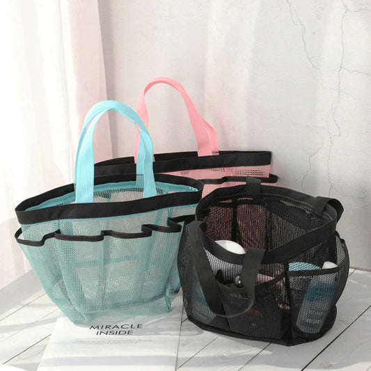 Portable Mesh Shower Caddy Tote Beach Bag Travel Storage Wash Bag Swimming Bath Bag Suitable for Outdoor Camping Quick Dry Tote Peaceful Pleasures Health and Wellness