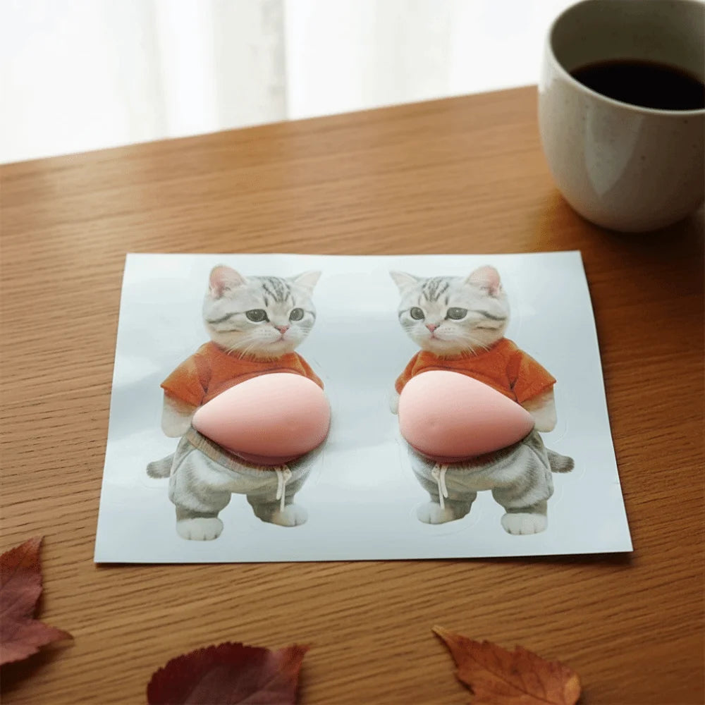 Funny 3D Soft Belly Cat Sticker Squeezeable Self-Adhesive Animal Laptop Decal Silicone Waterproof Inu Dog Phone Case Decoration Peaceful Pleasures Health and Wellness Style B