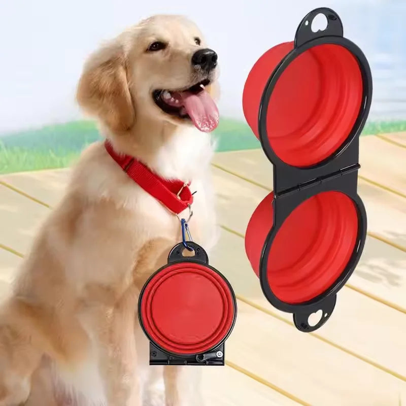 350ml Foldable Double Pet Bowl | Travel Dog & Cat Food Water Bowl
