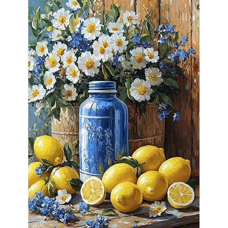 GATYZTORY Oil Painting By Numbers On Canvas Lemon Tree Coloring By Numbers For Adults Gift For Handiwork Home Decor Landscape Peaceful Pleasures Health and Wellness 111-4 40x60cm Unframed