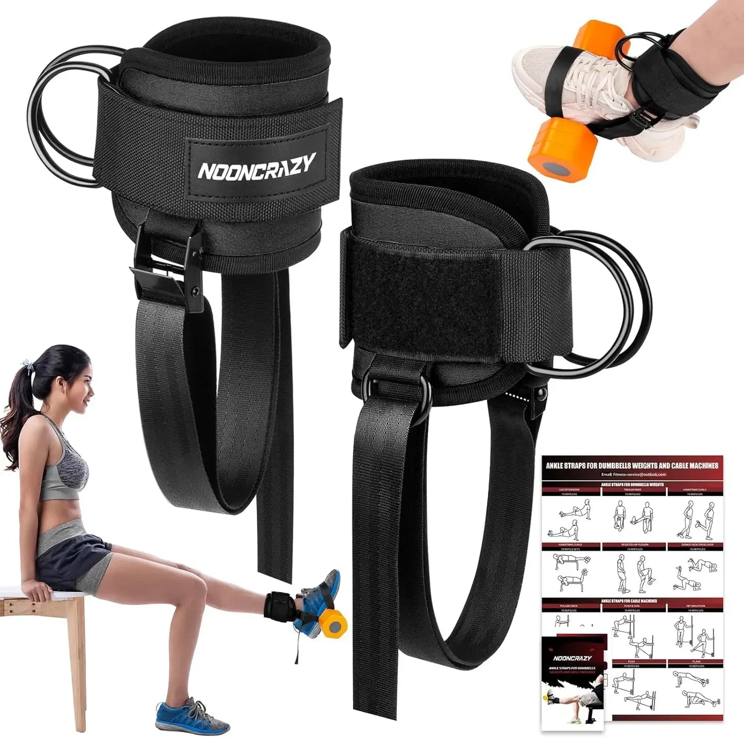 Adjustable Ankle Straps for Dumbbell and Cable Machine, Durable Foot Attachment with Nylon Strap for Leg Training Peaceful Pleasures Health and Wellness United States