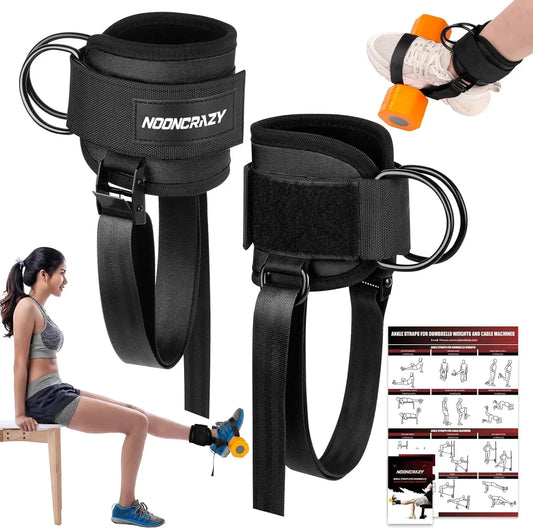 Adjustable Ankle Straps for Dumbbell and Cable Machine, Durable Foot Attachment with Nylon Strap for Leg Training Peaceful Pleasures Health and Wellness United States