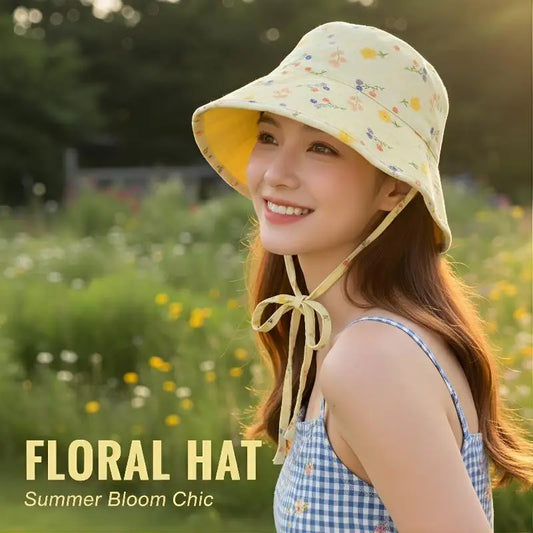 Floral Reversible Bucket Hat – Women's Wide Brim Sun Hat Women's Bucket Hat Oasis Select