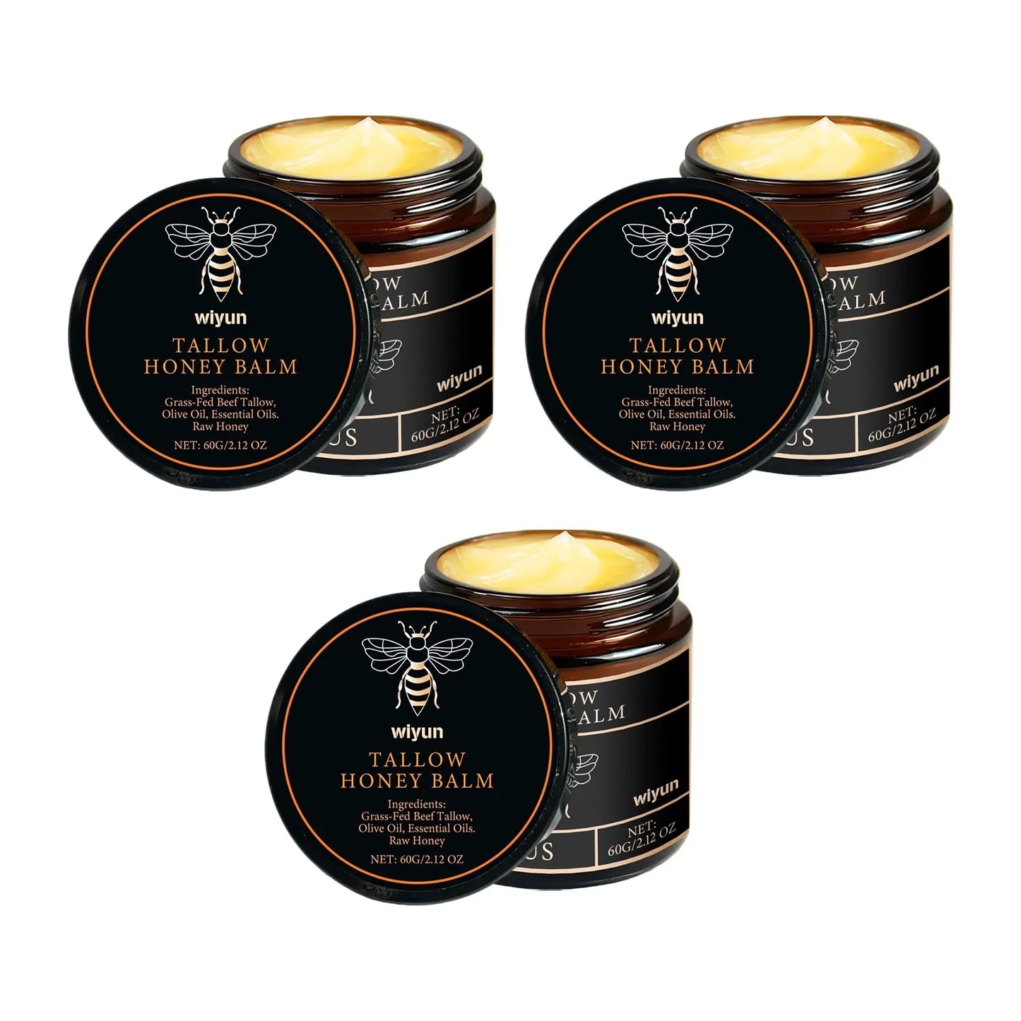 Organic Grass-Fed Beef Tallow Balm with Raw Honey Moisturizer