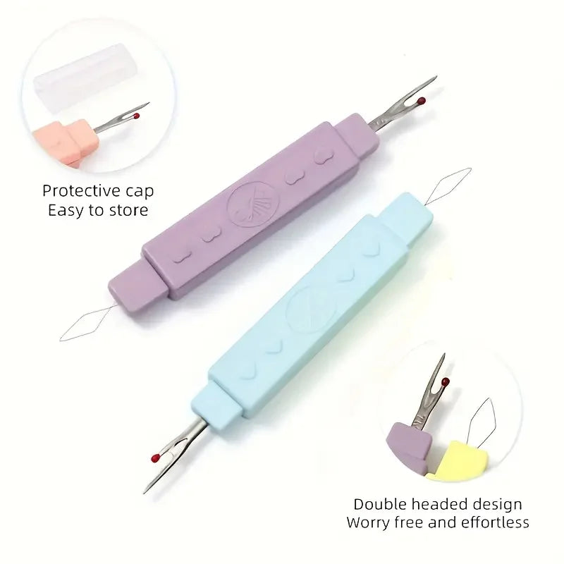 2-in-1 Seam Ripper Threader Portable Sewing Eyelet Cutter Cap Easy