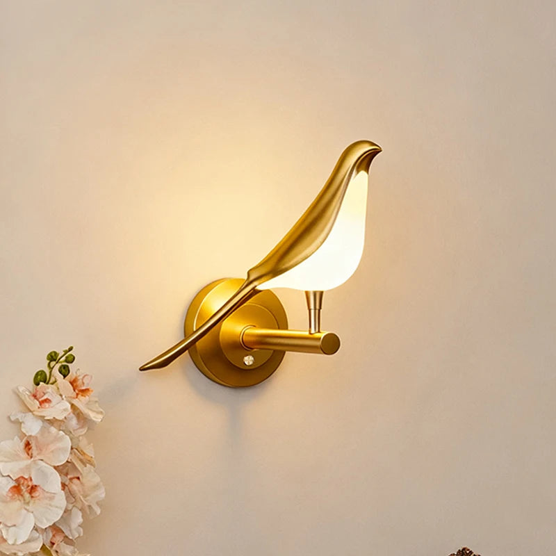 RUNTOIN Dimmable LED Bird Wall Lamp | Modern Rotating Sconce