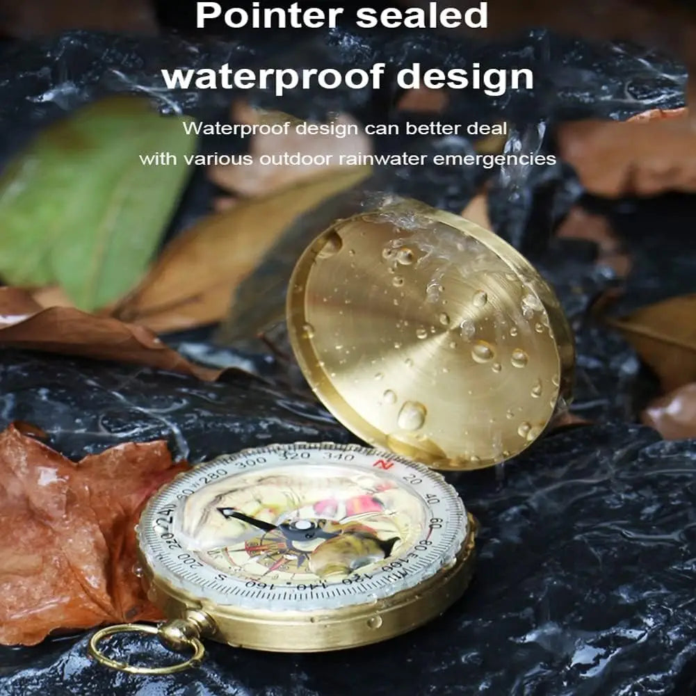 Camping Survival Compass for Hiking,Glow in The Dark Waterproof Vintage GearCompass for Hunting Outdoor Navigation Tool Peaceful Pleasures Health and Wellness