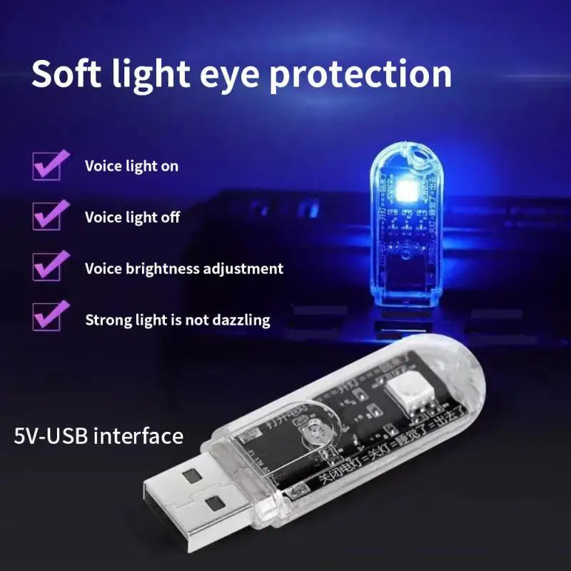 USB Sound Activated LED Night Light | AI Voice Bedside Lamp