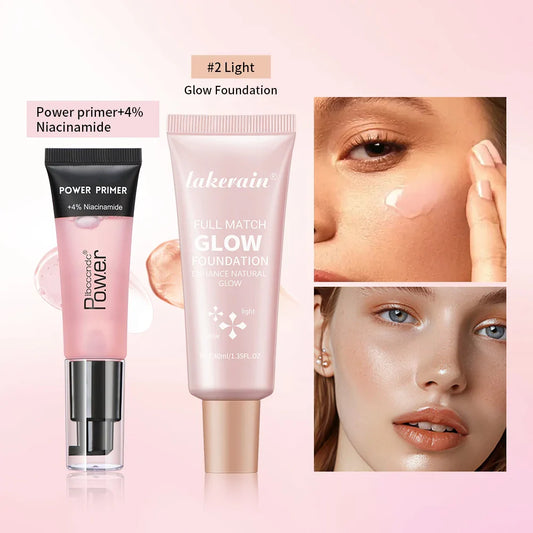 Powder Grip Primer & Glow Foundation Makeup Kit | Hydrating Makeup Kit Oasis Select SET 6