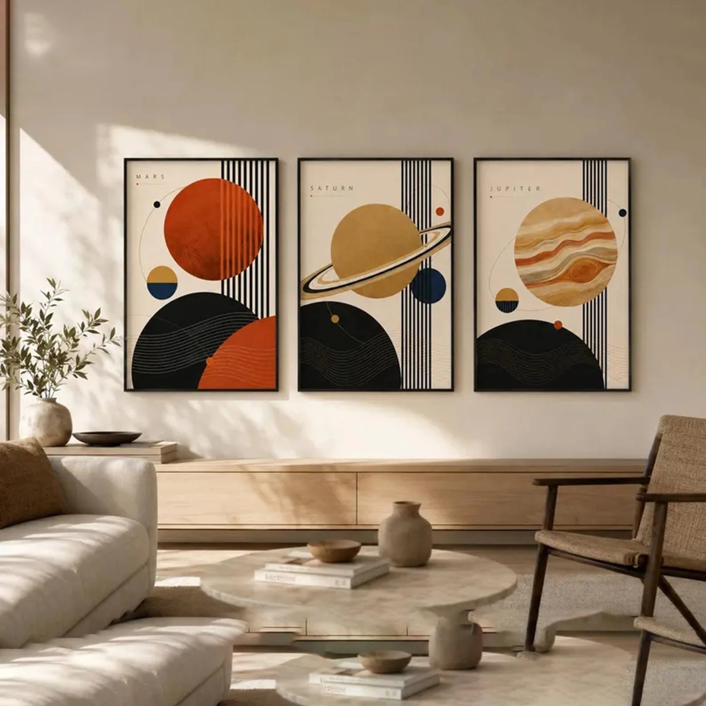 3-Piece Abstract Space Planet Canvas Wall Art Print Set