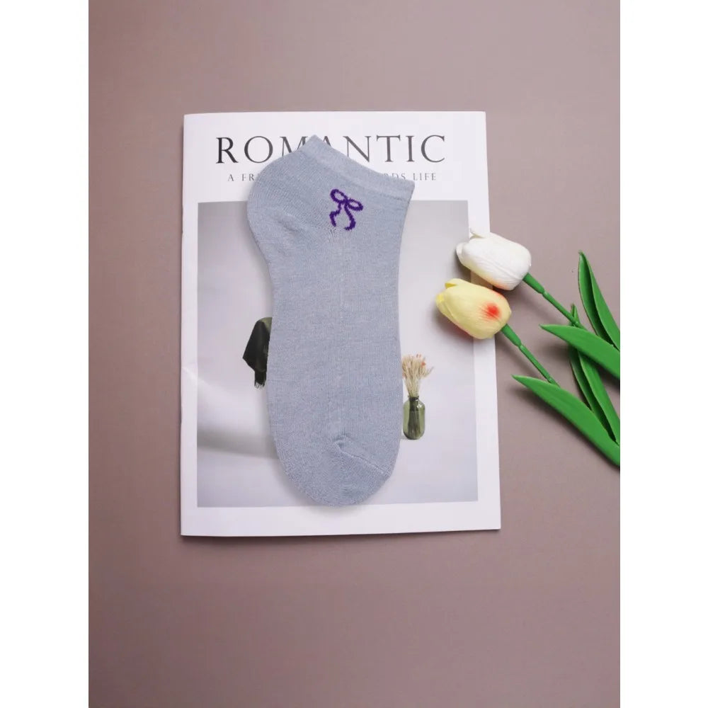 Korean Bowknot Ankle Socks – Candy Color Cute Women's Socks