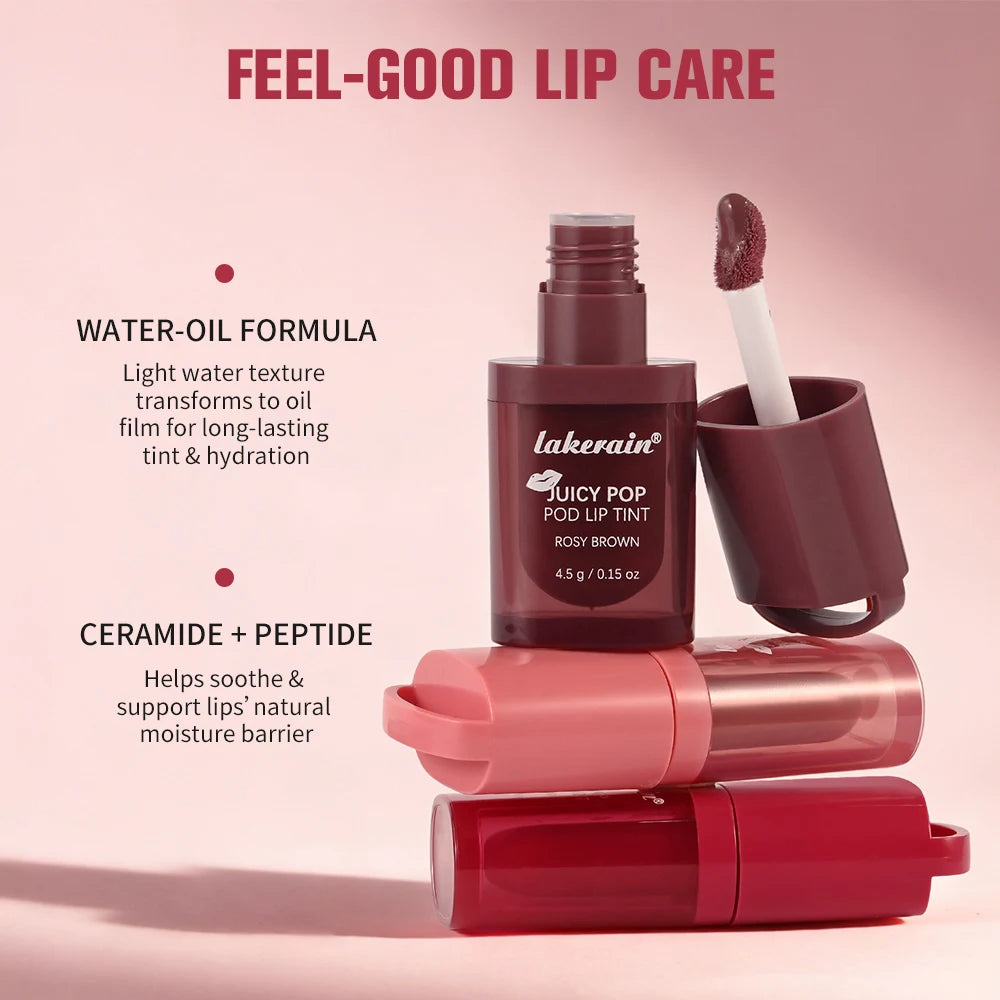 Juicy Hydrated Lip Tint Buildable Glossy Finish Ceramide Peptide Water-to-oil Formula Long-lasting Color Buckle Design Lip Tint Peaceful Pleasures Health and Wellness