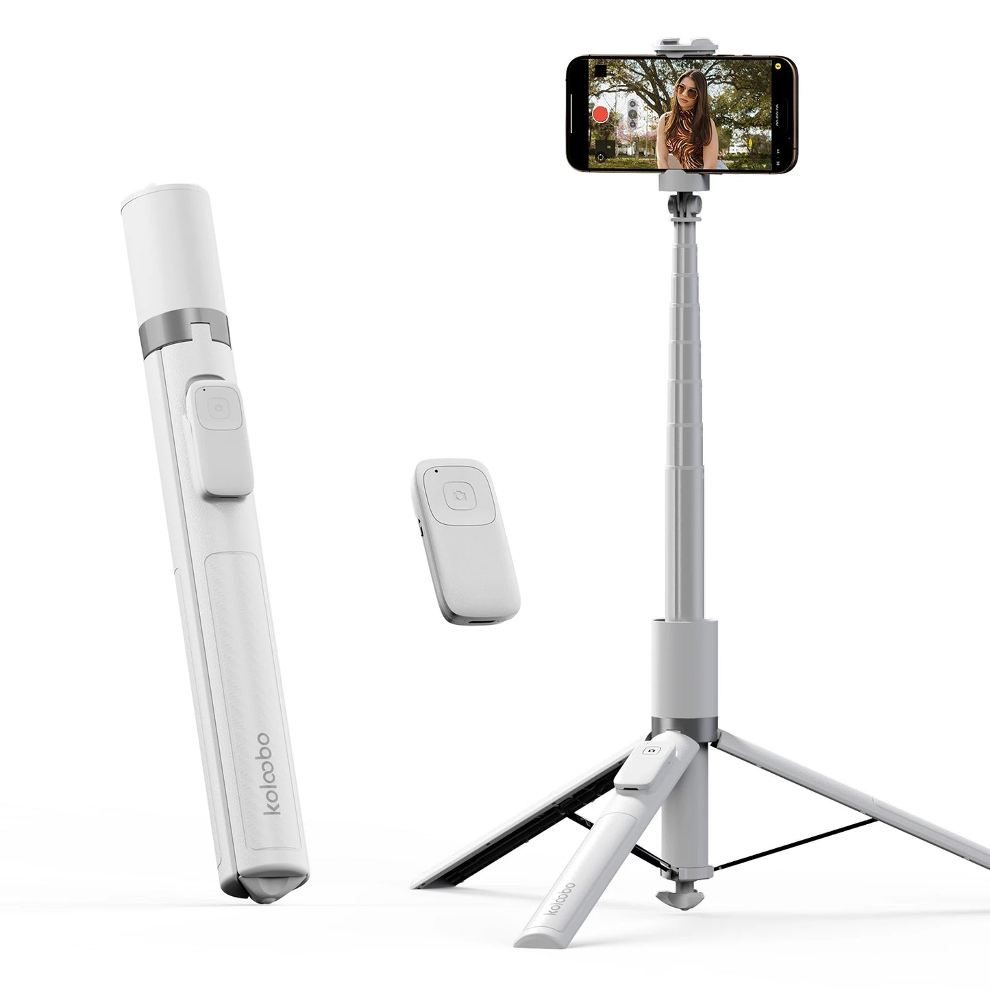 1.7M Extendable Selfie Stick Tripod Stand Bounce Phone Holder 360° Rotation With Bluetooth Remote Control for Travel Photography Peaceful Pleasures Health and Wellness White China Mainland