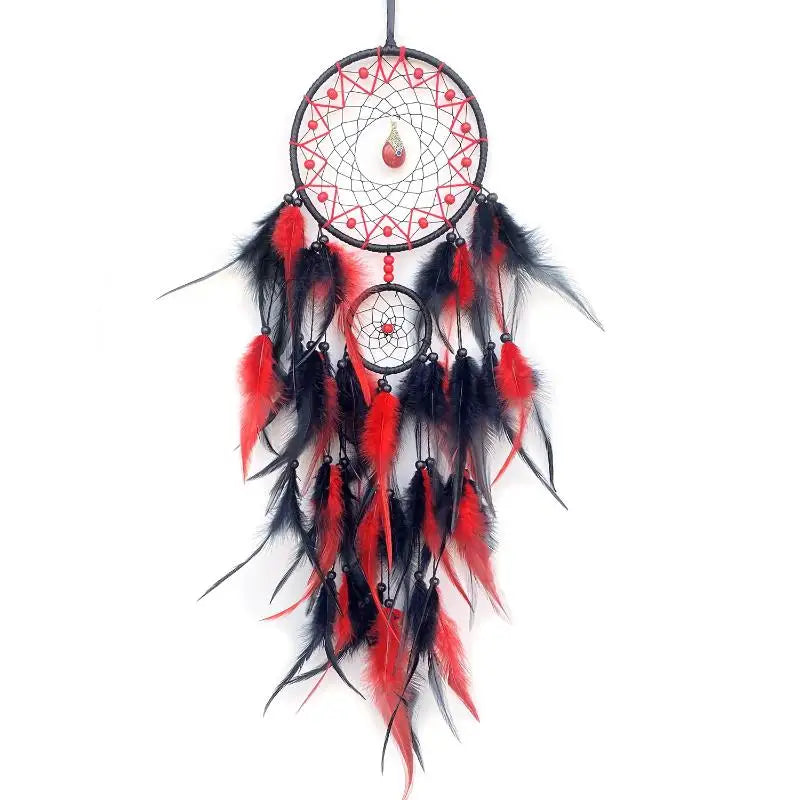 Hand-Woven Dreamcatcher with Feathers & Crystals | Boho Decor